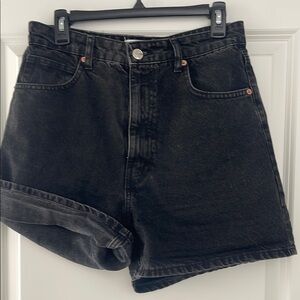 Zara Black Jean Shorts High-Waisted Rigid Denim